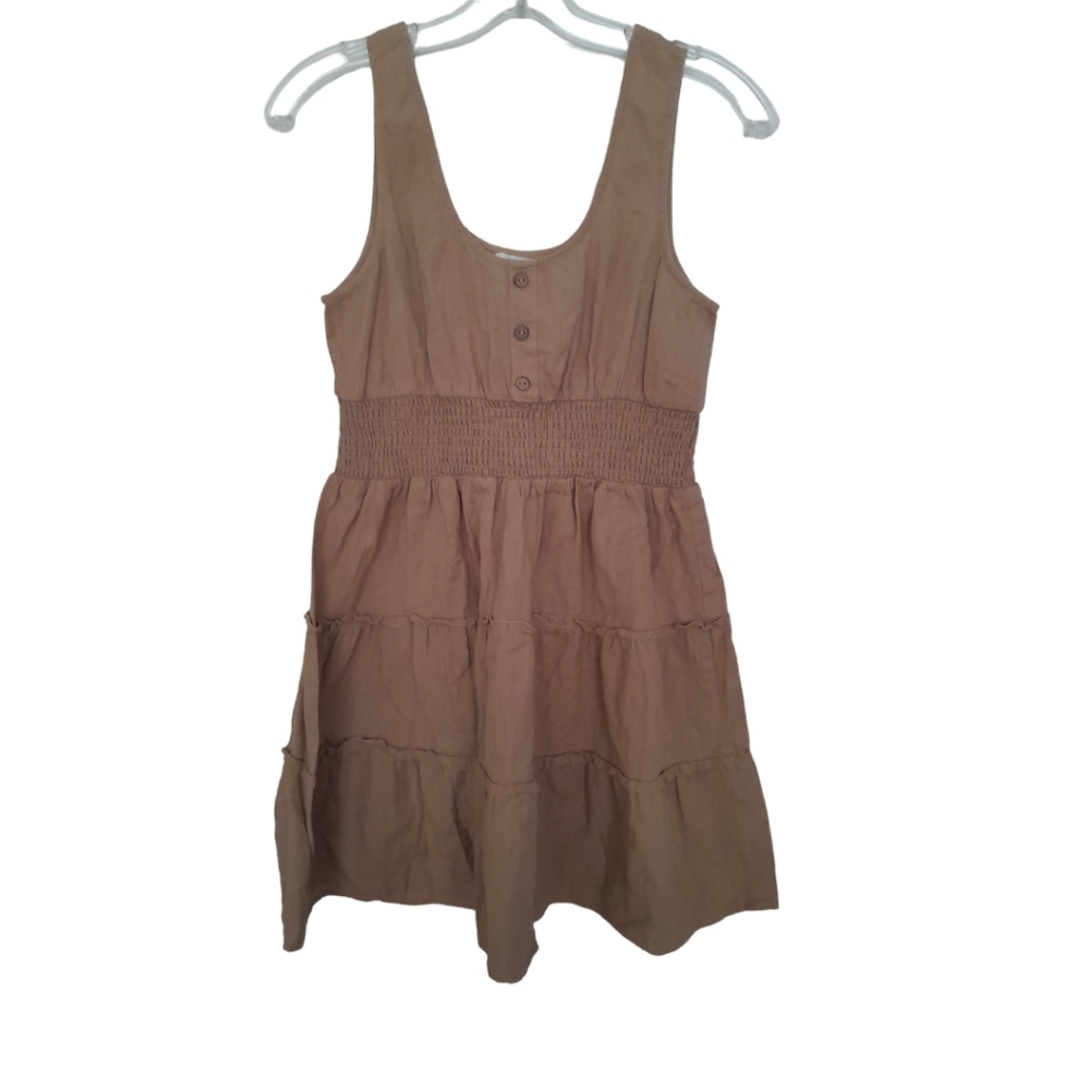 Jolie & Joy Tiered Smocked Sundress Tan Beige Ecru Boho size  girl's Xlarge